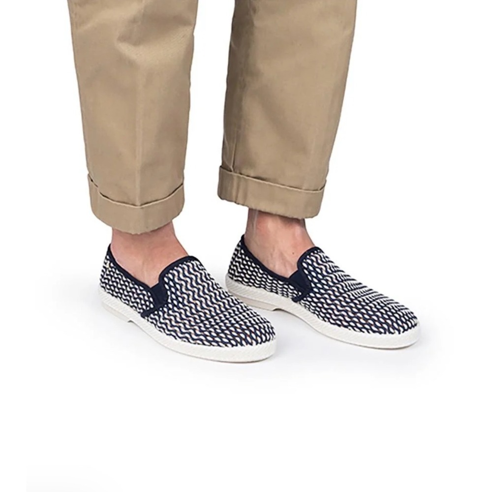 RIVIERAS $220 Mens 44 Blue White Classic Napoles Emilio Flat Woven Shoes Box91